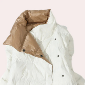 Dame Pufferfrakke – Lang, To-tonet, Oversized Silhuet, Polyester, Vinter-54885-58562553184586