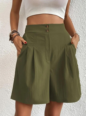 Kvinders Shorts – Højtaljede Plisserede med Funktionelle Lommer, Elegant Stil-82558-a1c6c5da-7937-4ad2-9d8a-16448fa8fe16