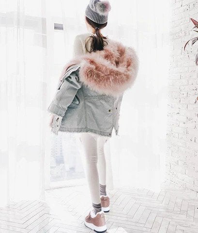 Sneakers med Faux Fur og Tyk Sål
