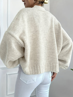 Dame Strikket Cardigan – Knaplukning, Lange Ærmer, Klassisk Design-74563-aff03b2a-1f91-431a-83fa-e6093f2e8484
