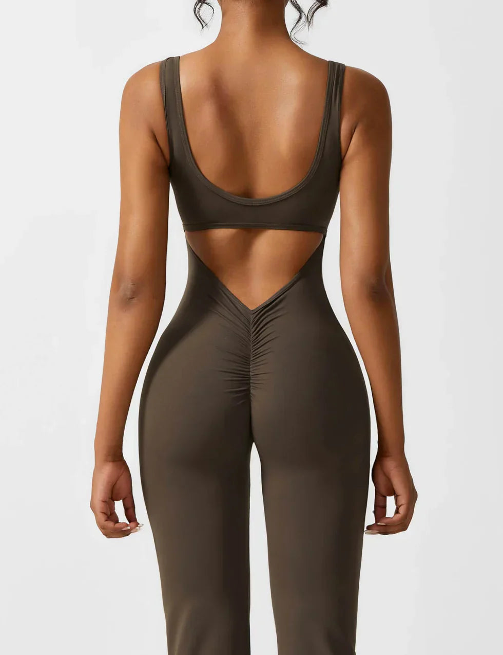 Kvinde Jumpsuit – Ærmeløs, Åben Ryg, Vide Ben, Strækstof, Formtilpasset Pasform-83507-b4dadfe4-8ac7-4e97-914a-dcb5f179f2ef