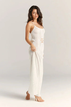 Norideen Dame Maxi Kjole – Strikket, Blomsterudskæring, Åben Strik, Spaghetti Stropper-83282-b81bc6fa-bcc4-4a67-b404-bfa3d449a70f