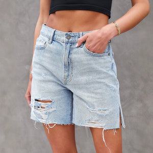 Kvinder Denim Shorts – Rå med Slidte Detaljer, Sideslidser-83378-ba7d56dd-1372-44fd-b562-c45fa8b0de7f