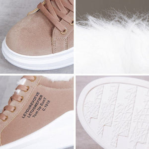 Sneakers med Faux Fur og Tyk Sål