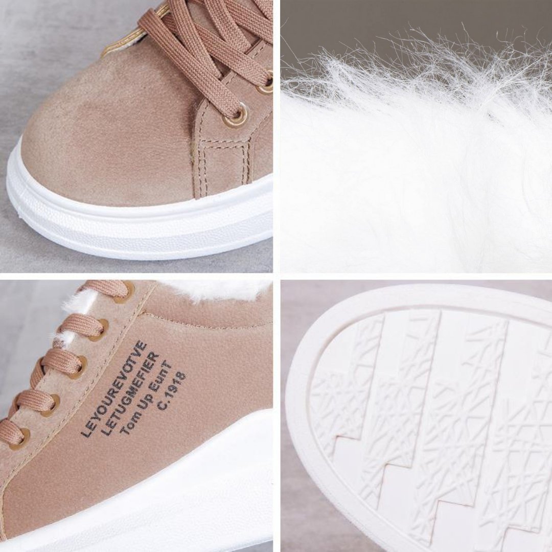 Sneakers med Faux Fur og Tyk Sål