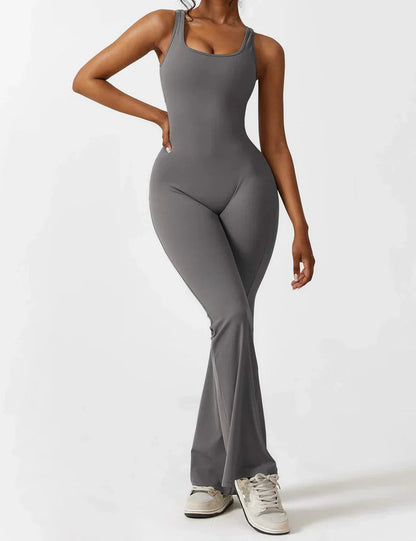 Kvinde Jumpsuit – Ærmeløs, Åben Ryg, Vide Ben, Strækstof, Formtilpasset Pasform-83507-c2063e45-4d78-4c6e-974d-150ed852827a