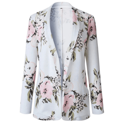 Blomstret Blazer - Letvægts med Knaplukning
