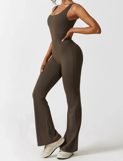 Kvinde Jumpsuit – Ærmeløs, Åben Ryg, Vide Ben, Strækstof, Formtilpasset Pasform-83507-c301261b-8216-4c47-b89c-c499e6717182