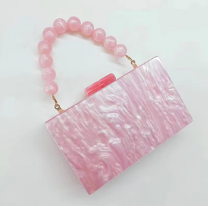 Skulpturel Clutch med Marmor og Perler
