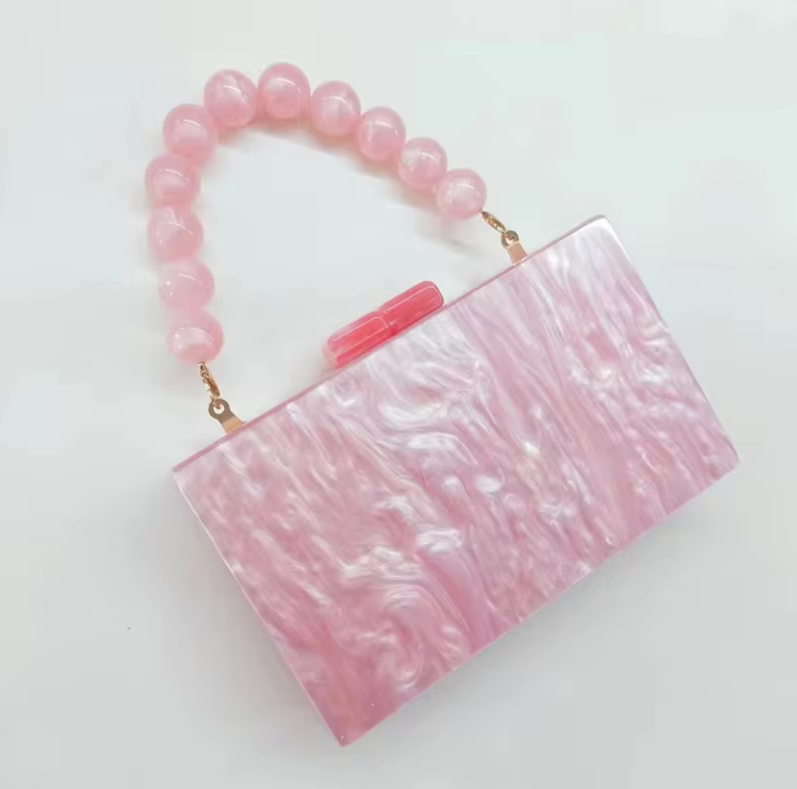 Skulpturel Clutch med Marmor og Perler
