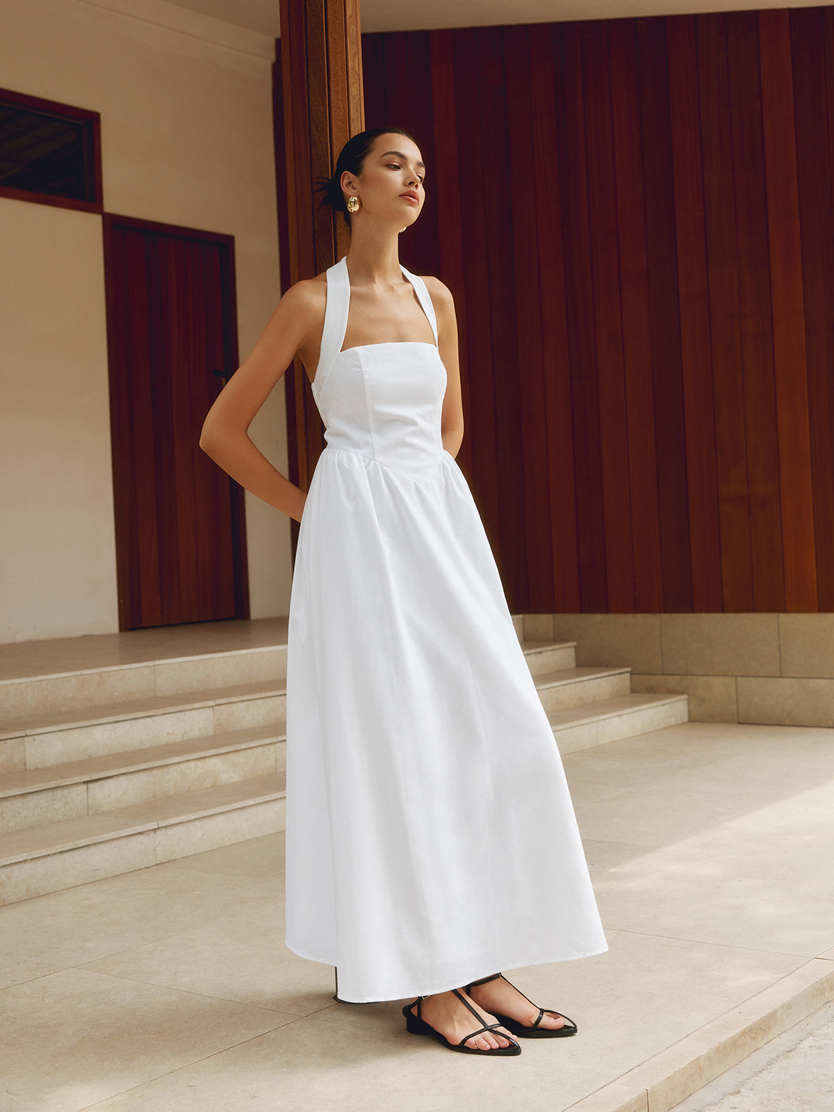A-Linje Maxi Kjole med Halterneck