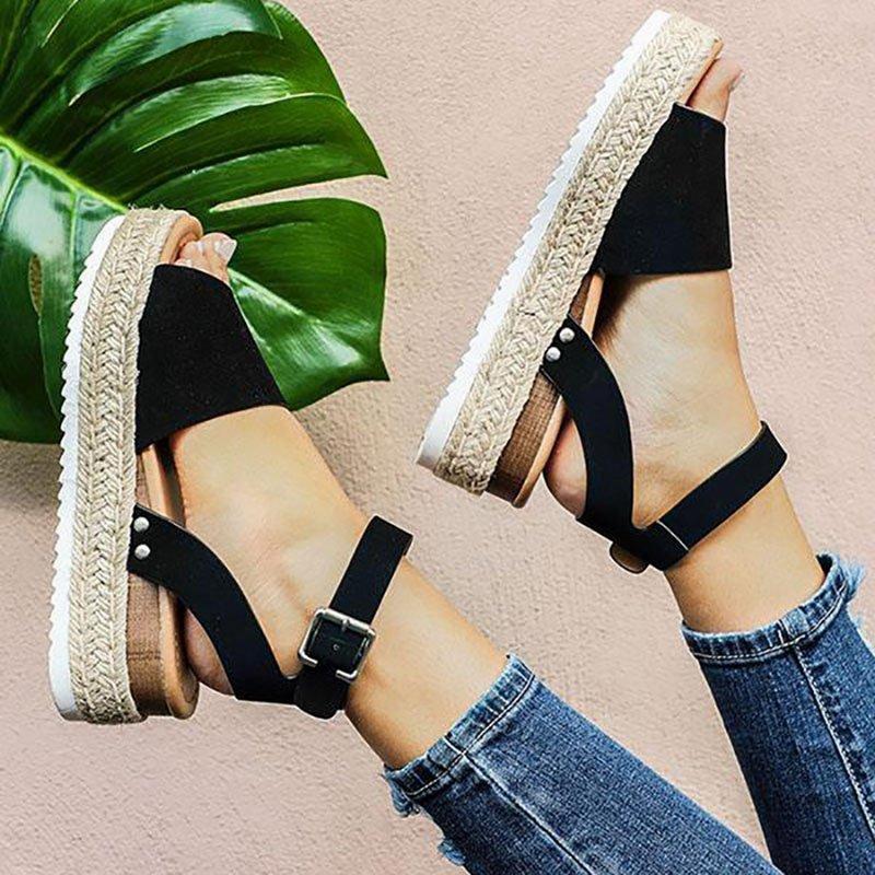 Platform Sandaler med Vævet Jute Detalje