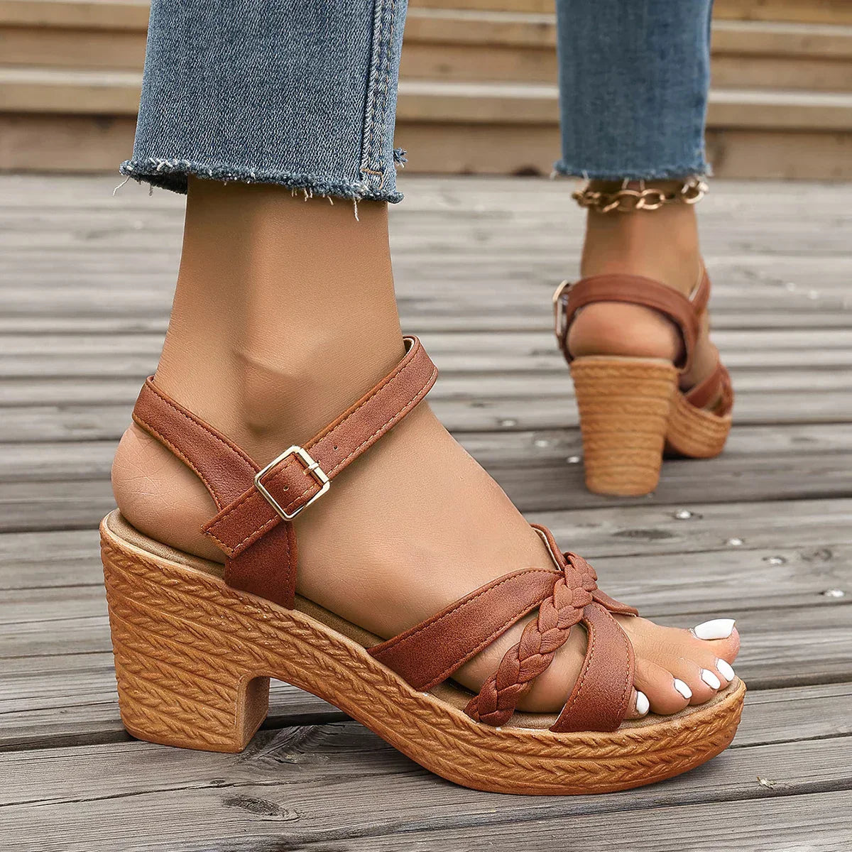 Boheme Sandaler - Flettet Rem & Platform