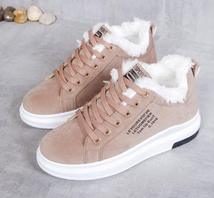 Sneakers med Faux Fur og Tyk Sål
