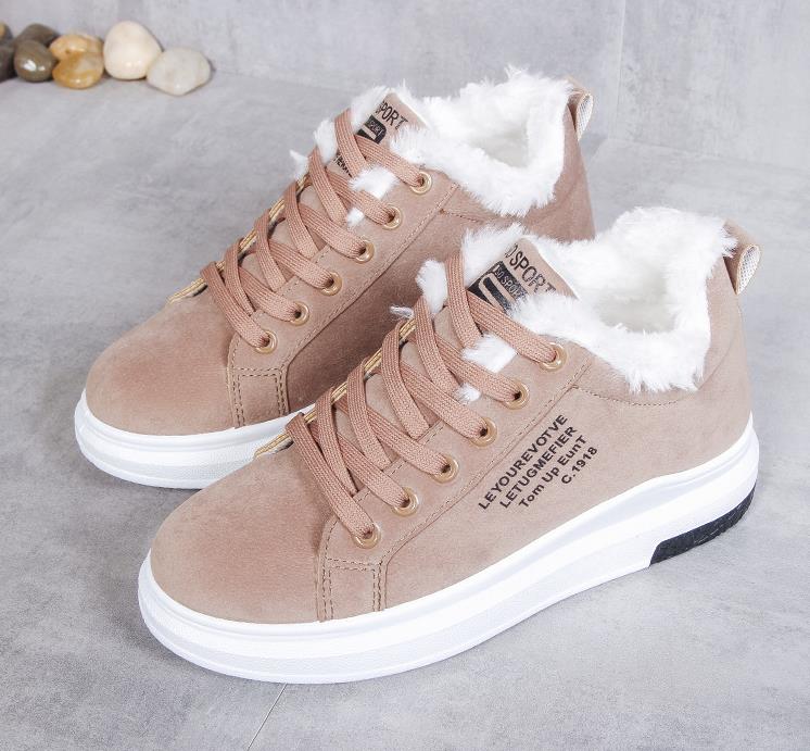 Sneakers med Faux Fur og Tyk Sål