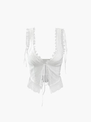 Sommer Top med Blonde V-Hals