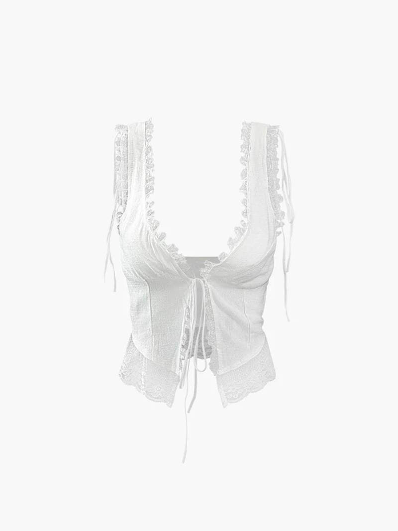Sommer Top med Blonde V-Hals