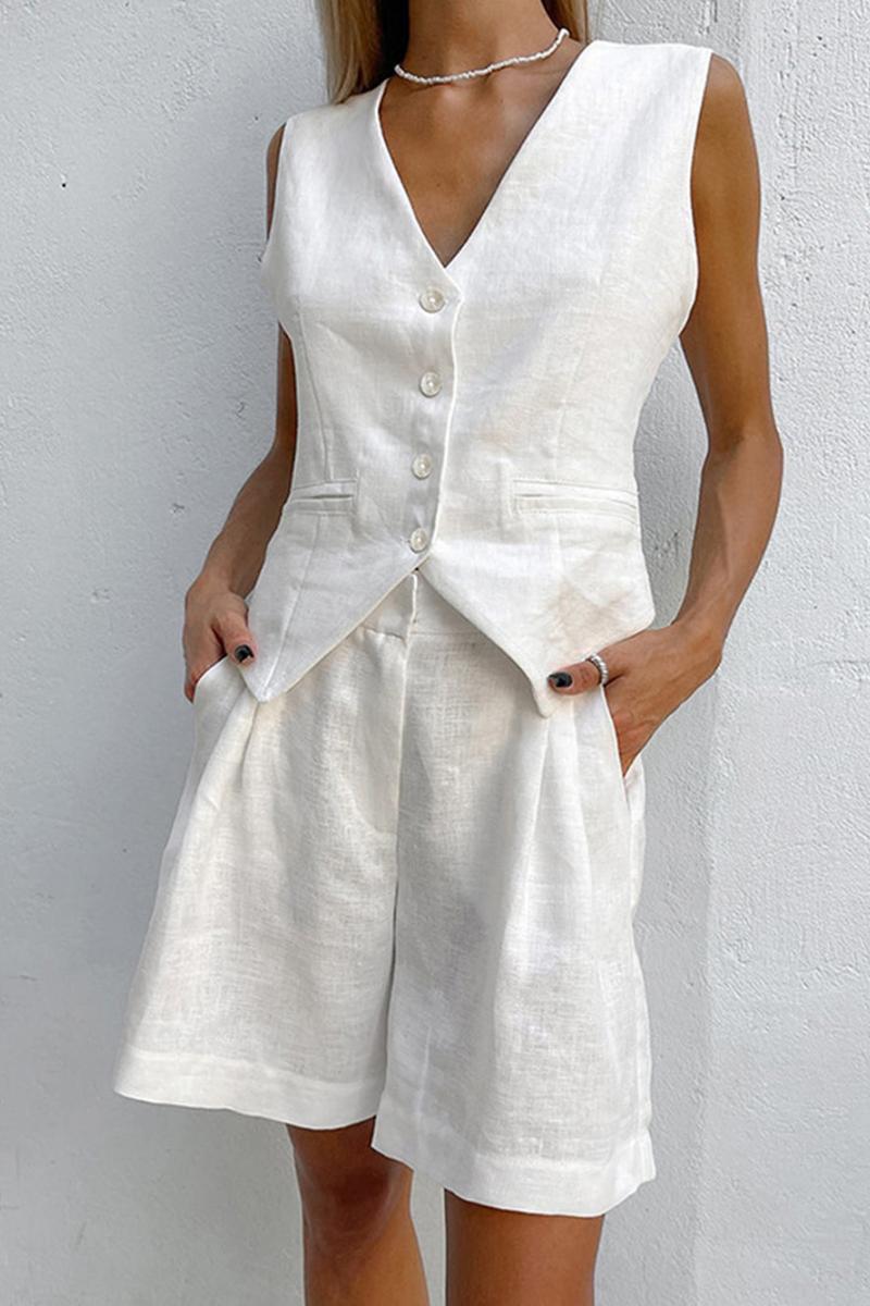Minimalistisk Vest Sæt - Højtaljede Shorts