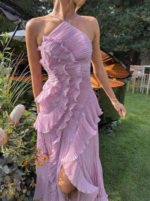 Dame Kjole Plisseret Halterneck Flæsedetaljer Elegant-83561-d5eb9832-21c9-43a6-a56a-180b7b109c02