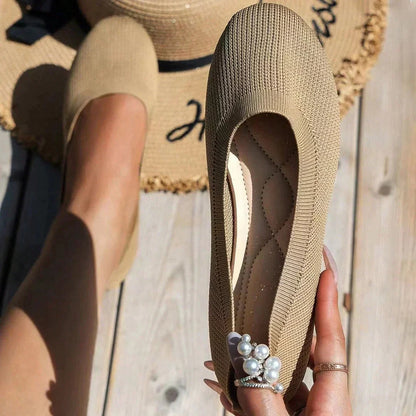 Slip-On Ballerinaer med Strik og Komfort