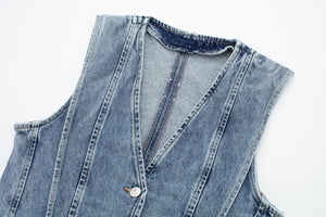 Skræddersyet Denim Vest - V-udskæring
