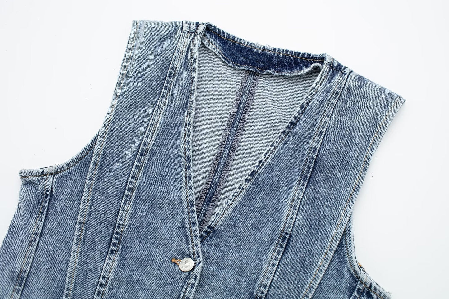 Skræddersyet Denim Vest - V-udskæring