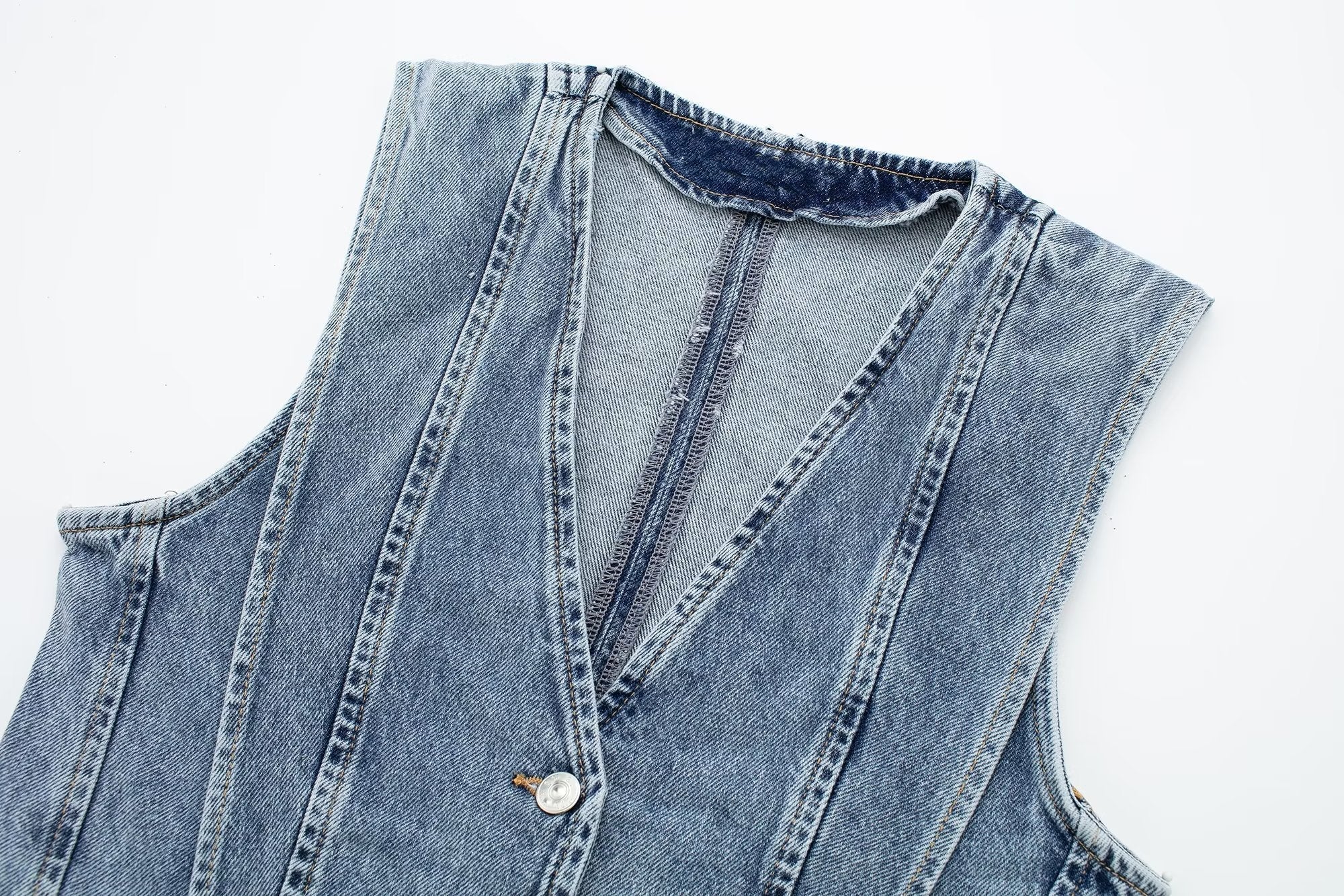 Skræddersyet Denim Vest - V-udskæring