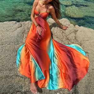 Gail | Elegant Satin Maxi Dress with Knot Front - Image 3