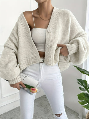 Dame Strikket Cardigan – Knaplukning, Lange Ærmer, Klassisk Design-74563-dc836ef7-ca17-4324-8418-a3bbc9a9c46b