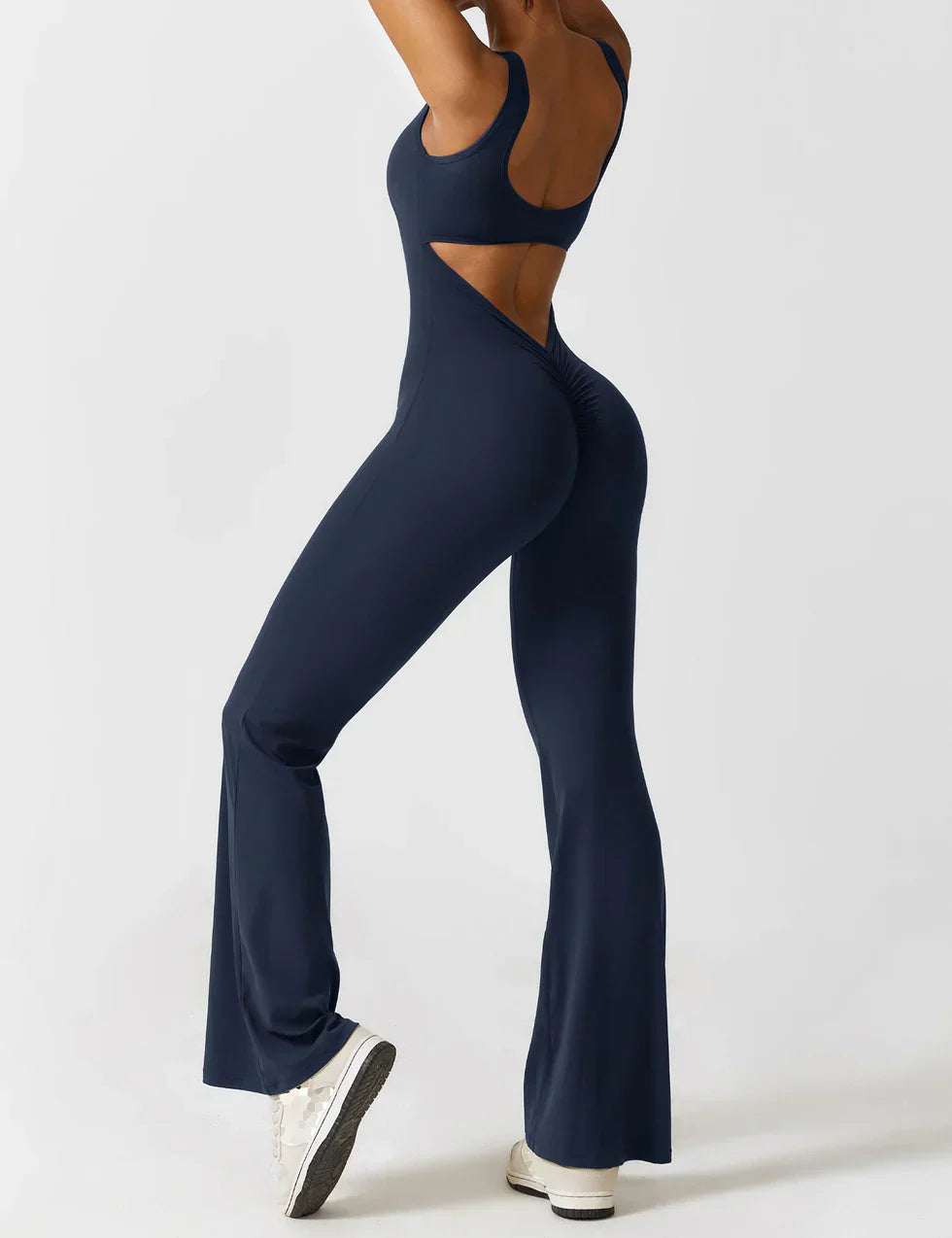 Kvinde Jumpsuit – Ærmeløs, Åben Ryg, Vide Ben, Strækstof, Formtilpasset Pasform-83507-df7bfb8a-38d9-4a91-ab50-d7c50a878d81