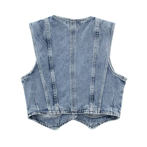 Skræddersyet Denim Vest - V-udskæring