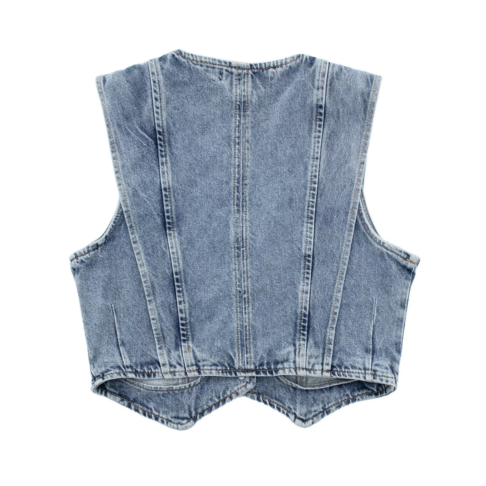 Skræddersyet Denim Vest - V-udskæring