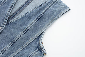 Skræddersyet Denim Vest - V-udskæring