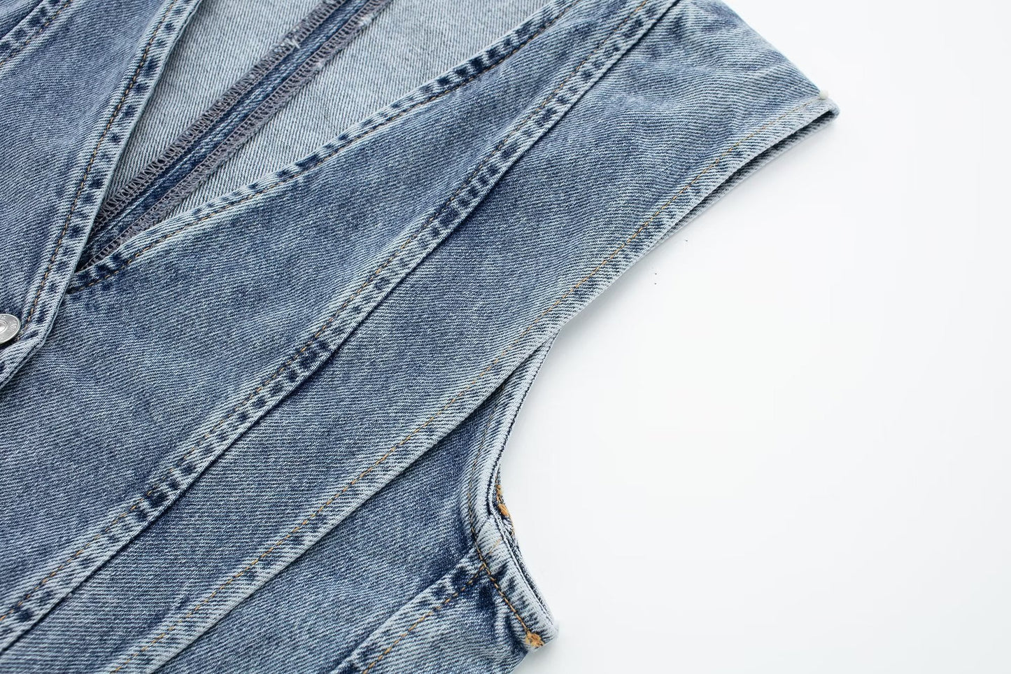 Skræddersyet Denim Vest - V-udskæring