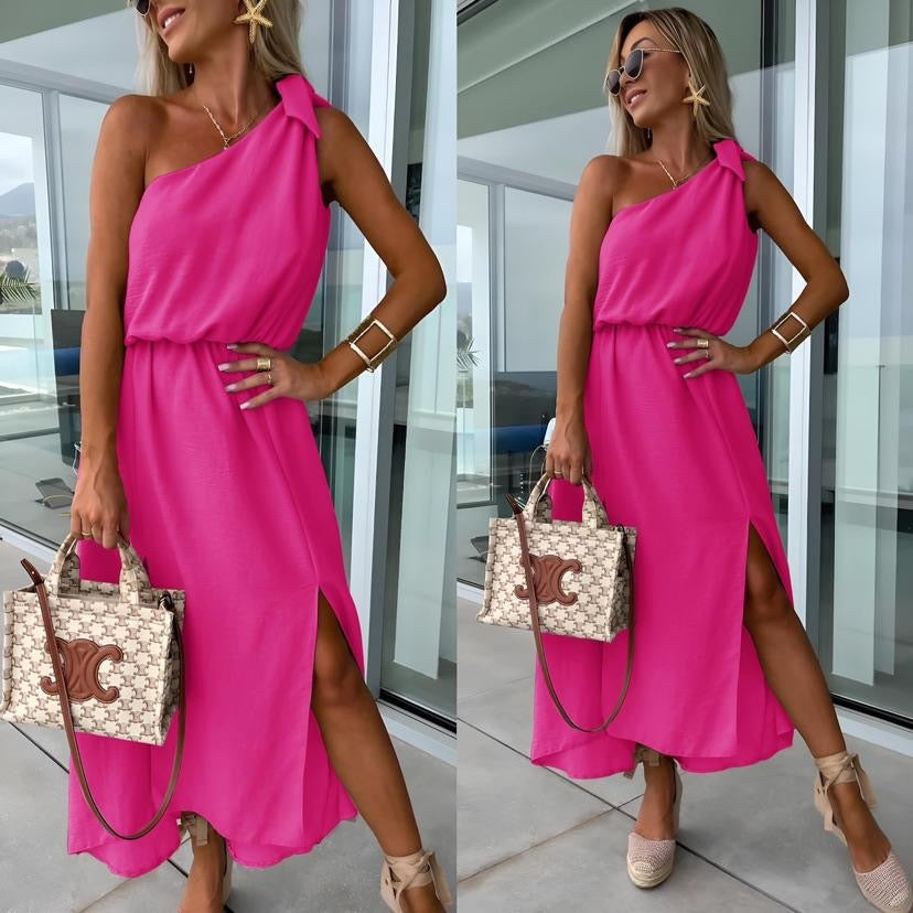 Damekjole One-Shoulder – Asymmetrisk Hals, Slids & Taljebinding-83342-e3f97f0e-75ae-4670-a65f-d384a4a2a926