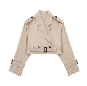 Cropped Trenchcoat med Bælte
