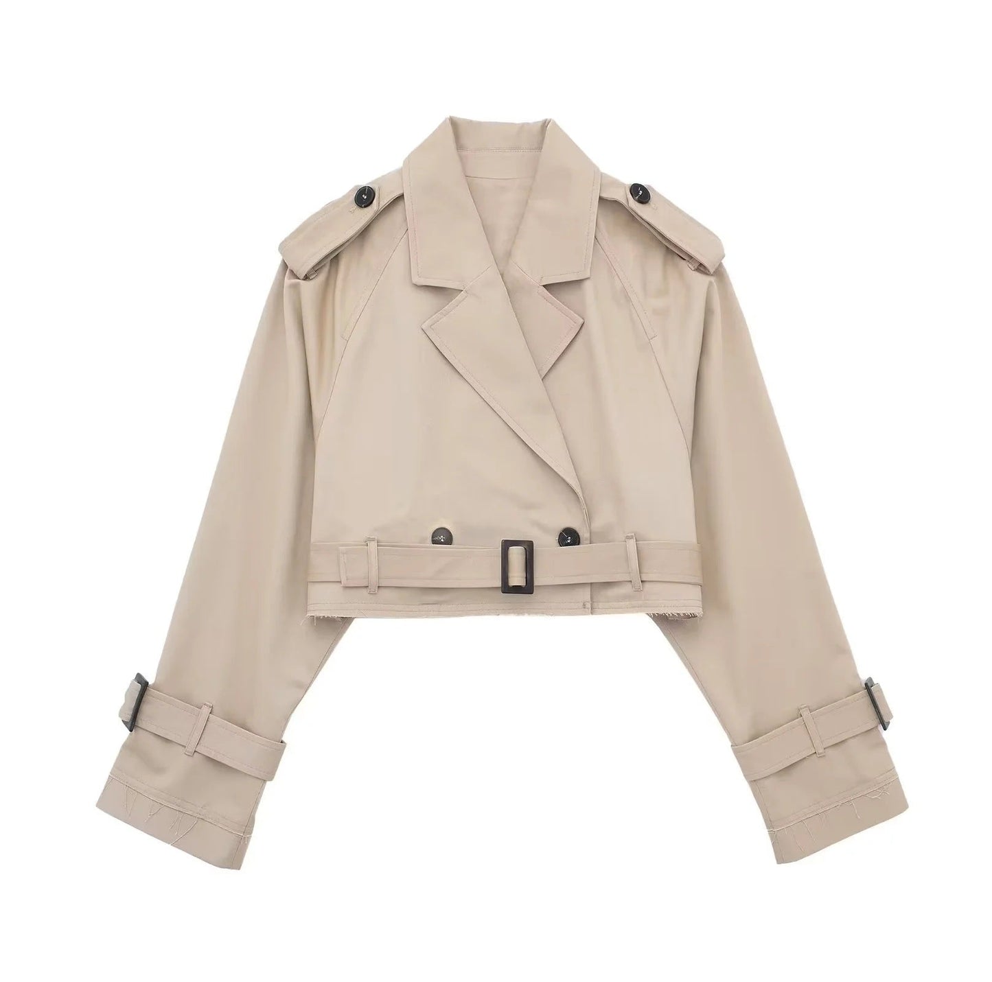 Cropped Trenchcoat med Bælte