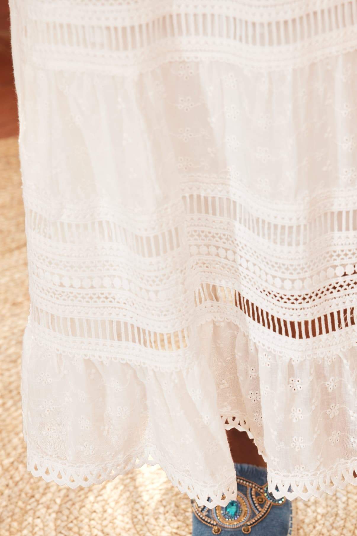 Maxi Skirt med Blonde og Flæser