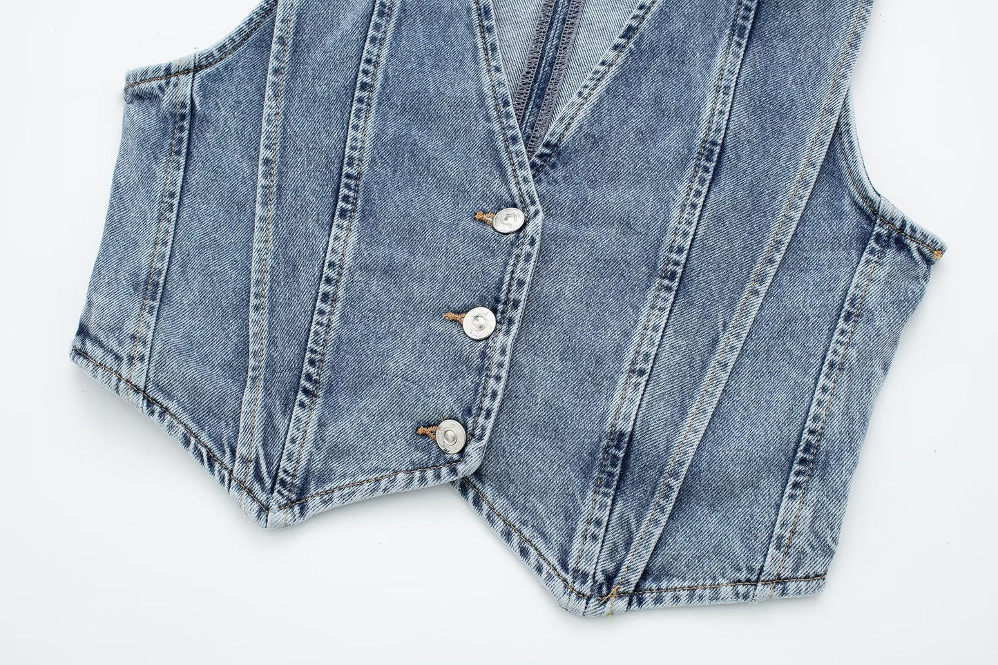 Skræddersyet Denim Vest - V-udskæring