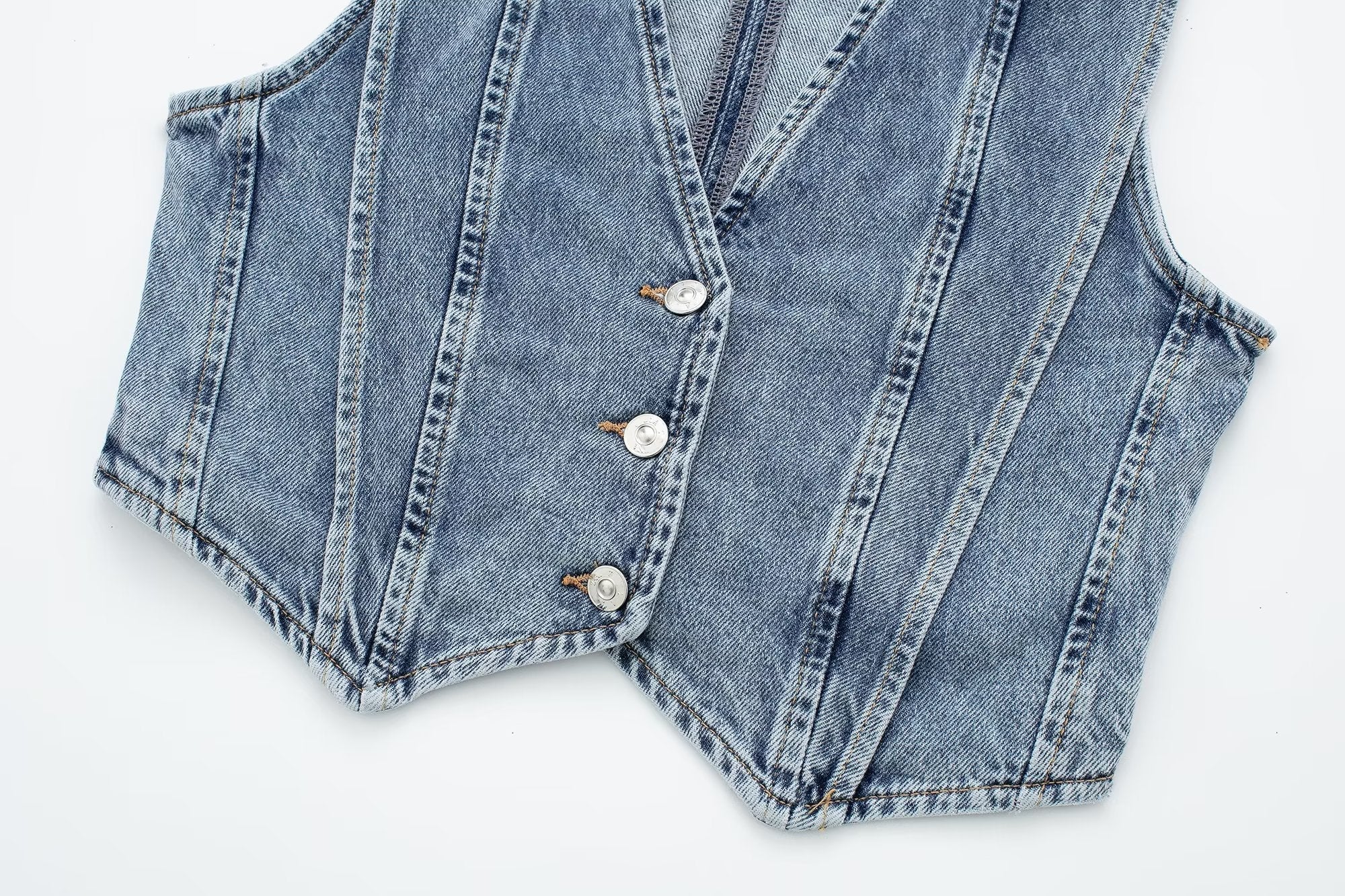 Skræddersyet Denim Vest - V-udskæring