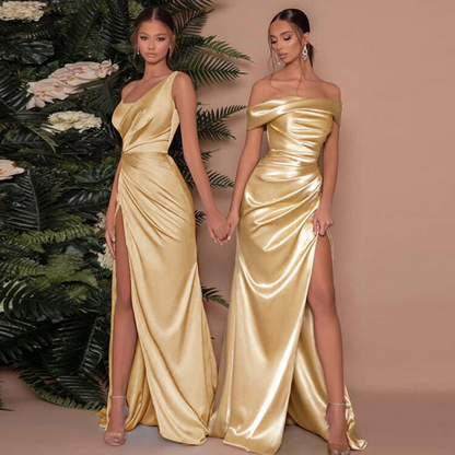 Doris | Elegant One-Shoulder Maxi Dress with Corset & High Slit for Special Occasions - Image 3