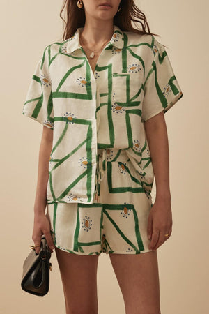 Afslappet Pyjamas Sæt med Geometrisk Mønster