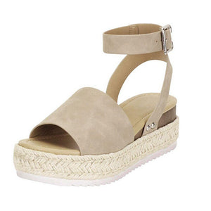 Platform Sandaler med Vævet Jute Detalje