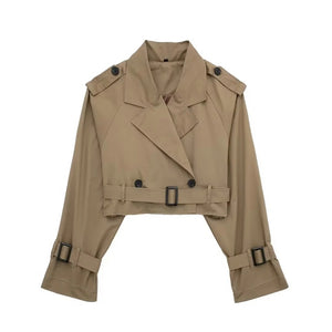 Cropped Trenchcoat med Bælte