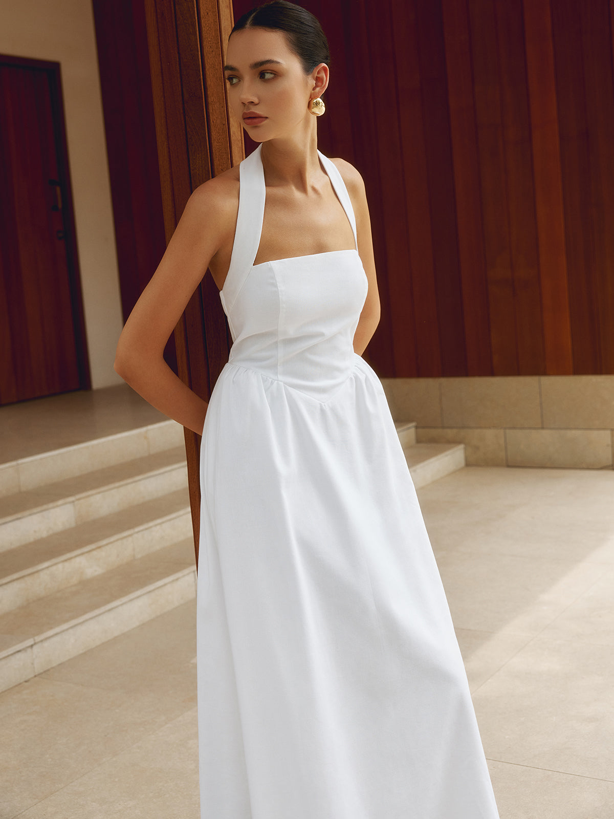 A-Linje Maxi Kjole med Halterneck