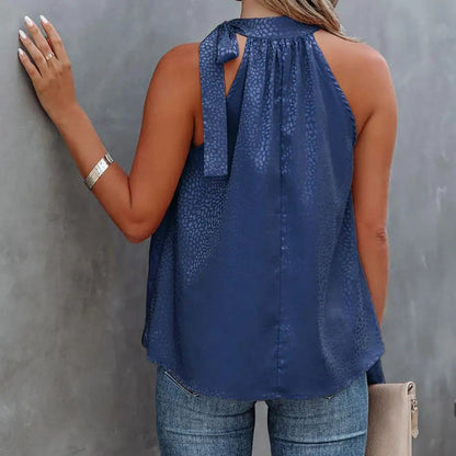 Halterneck Top med Sløjfe og Tekstur