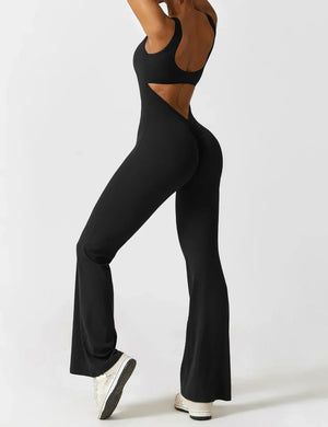 Kvinde Jumpsuit – Ærmeløs, Åben Ryg, Vide Ben, Strækstof, Formtilpasset Pasform-83507-f7c97eb2-4e60-4155-8325-42f9f52ebe53