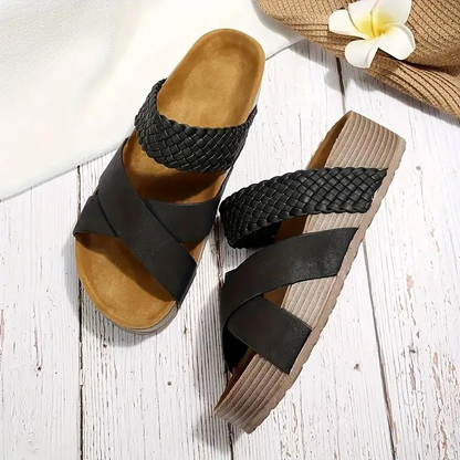 Platform Sandaler med Flettede Krydsremme