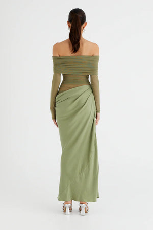 Draperet Aftenkjole med Off-Shoulder