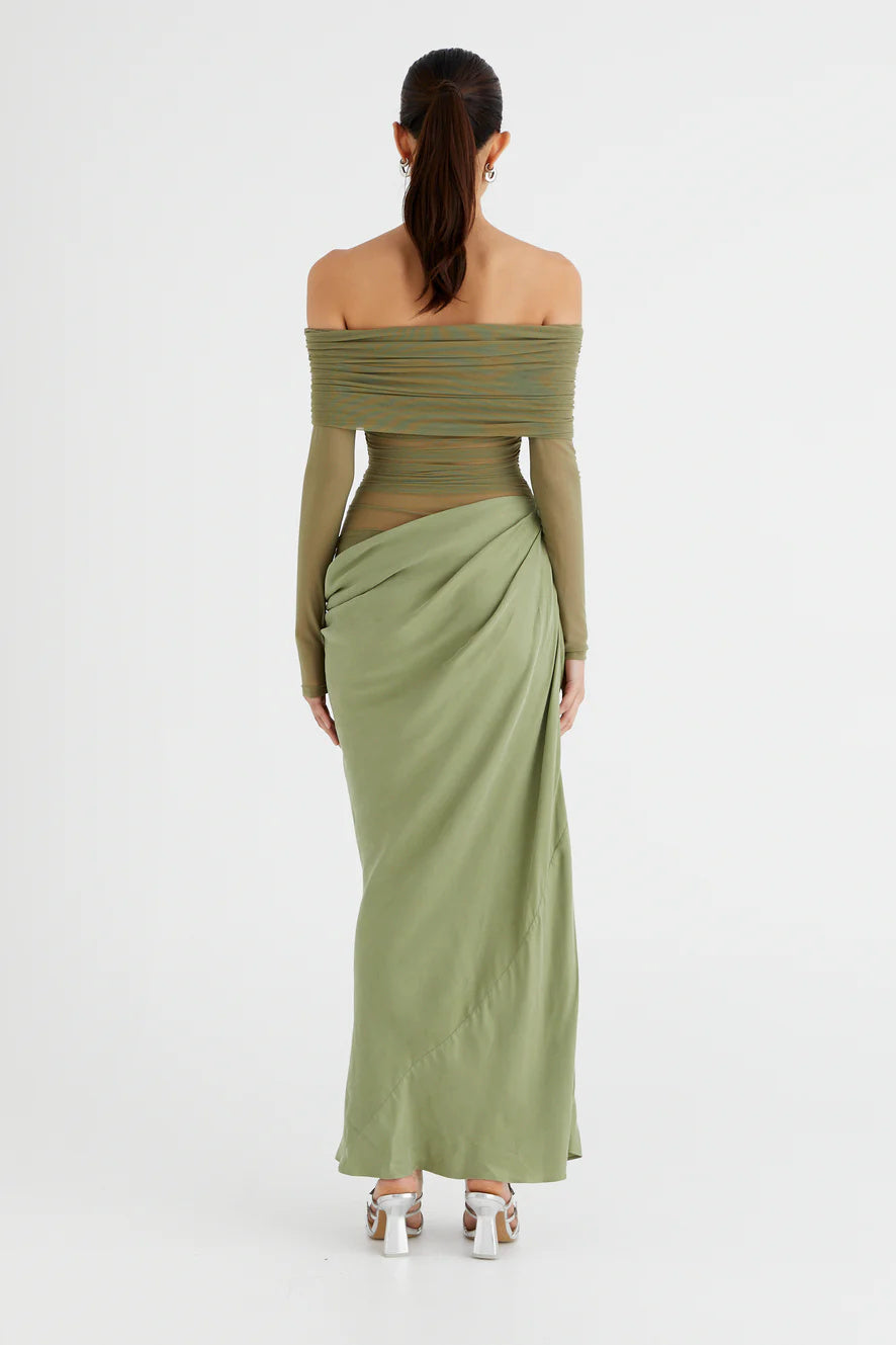 Draperet Aftenkjole med Off-Shoulder